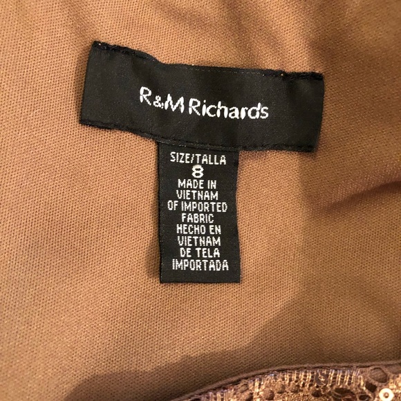 R & M Richards Sequins & Lace Dark Mocha Formal Gown & Jacket - Picture 15 of 16